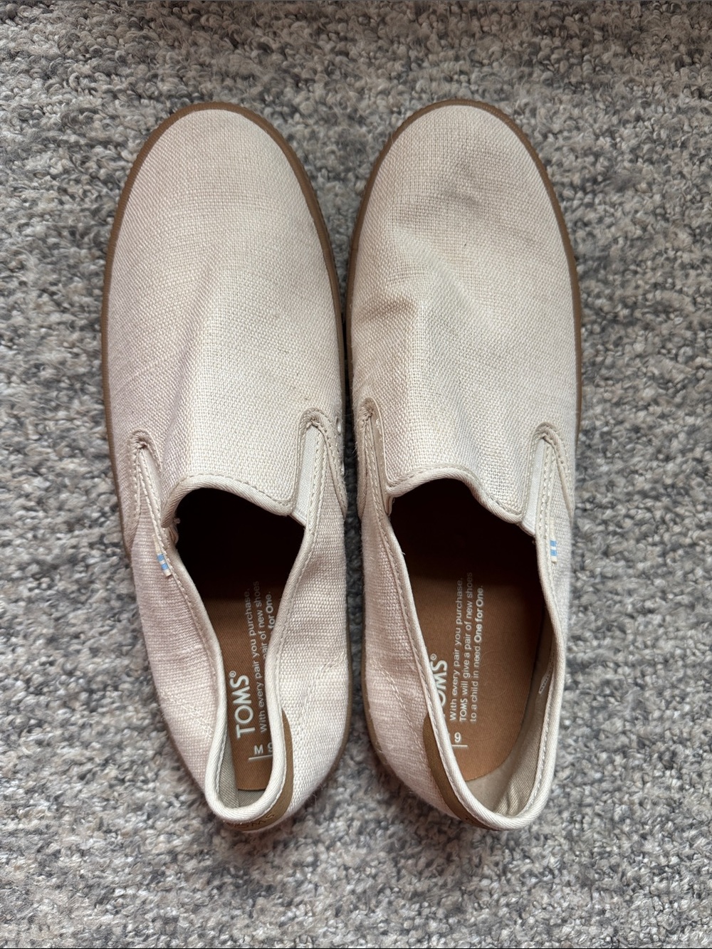TOMS Men's Slip-On Canvas Loafers in Light Tan